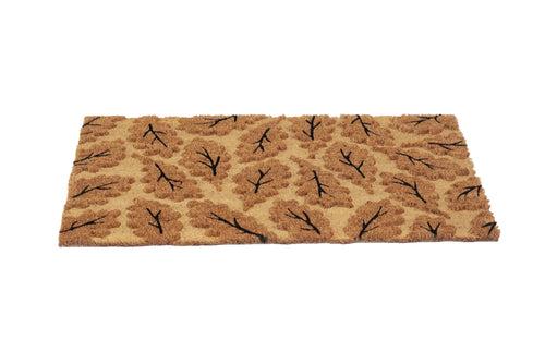 OnlyMat Elegant Anti-Skid Coir Leaf Impression Printed Design Mat - Kitchen, Welcome Entrance - Beige, 45 cm x 75 cm