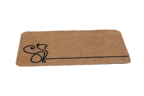 OnlyMat Elegant Soft Anti-Skid Soft Cat Design Mat - Kitchen, Welcome Entrance - Beige, 45 cm x 75 cm