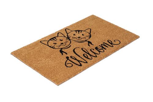 OnlyMat Cute Cats and Welcome Printed Natural Coir Entrance Doormat