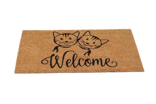 OnlyMat Cute Cats and Welcome Printed Natural Coir Entrance Doormat