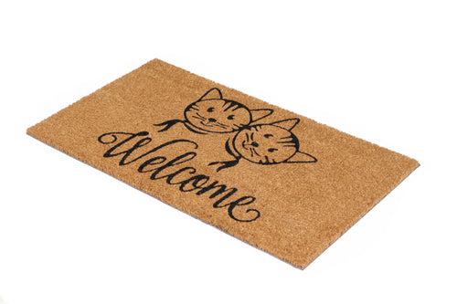 OnlyMat Cute Cats and Welcome Printed Natural Coir Entrance Doormat