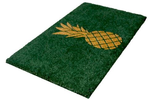 OnlyMat Stylish Golden Glitter Pineapple printed Green Natural Coir Door Mat