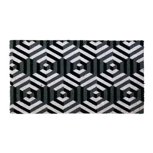 OnlyMat Stylish 3D Octagon Design Natural Coir Doormat