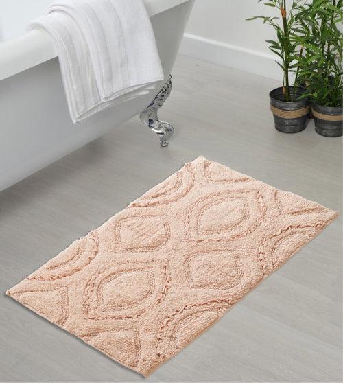 OnlyMat Peach colour Woven Cotton Quickdry Bath Mat (50cmx80cmx8mm) (Peach Colour)