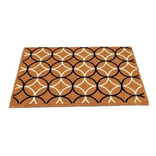 OnlyMat Swiss Flocked Circle Pattern Coir Doormat - Azo-Free Print with Fade-Proof and Rubs-Resistance Features