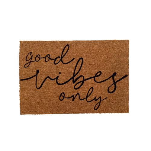 OnlyMat Funny Good Vibes Only Printed Natural Coir Door Mat