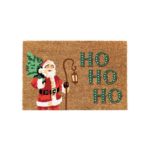 OnlyMat HO HO HO Christmas Theme Printed Coir Natural Door Mat