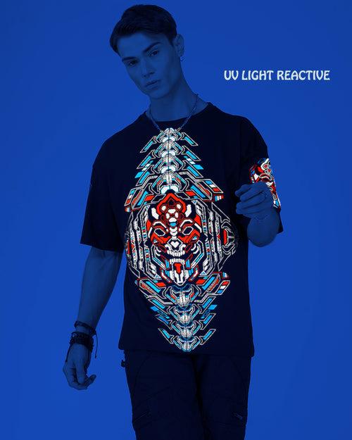 Cyberpunk Skull | UV Light Reactive & Glow In Dark | Oversized T-Shirt