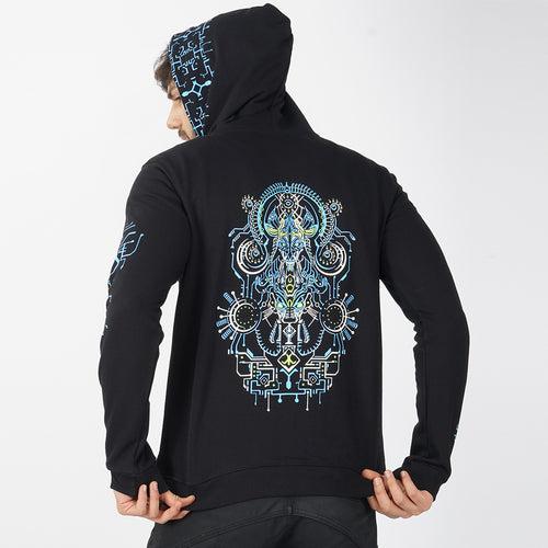 Psykomorph 0.1 zip up Cotton Hoodie UV Plus Glow In Dark