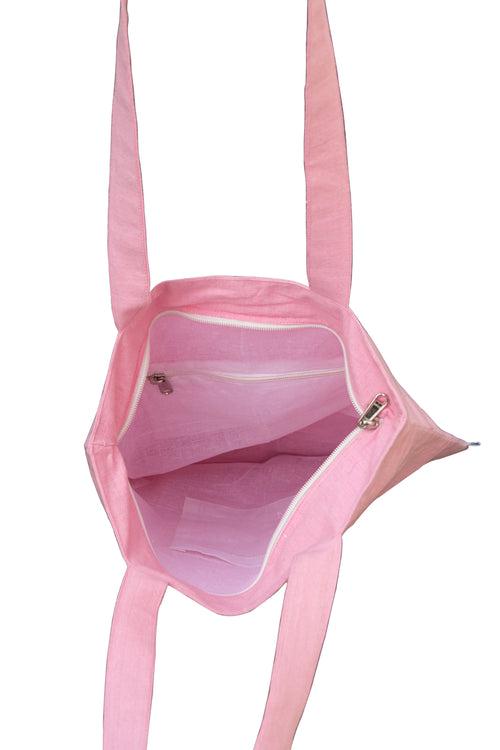 Sukoon Pink Cotton Tote Bag