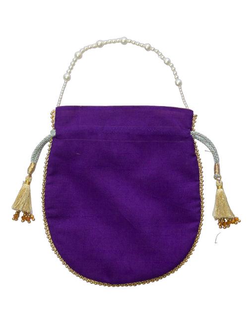 Festive Frenzy Purple Embroidered Potli Clutches