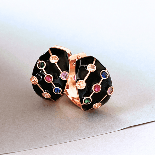 Elegant Black Multicolor Hoops