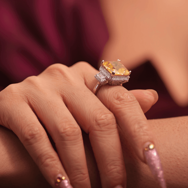 Golden Glamour: Yellow Cocktail Ring