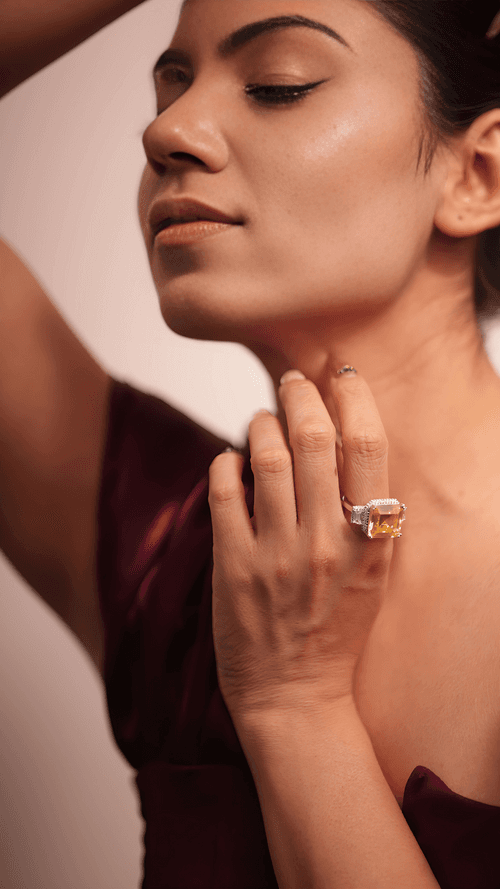 Golden Glamour: Yellow Cocktail Ring