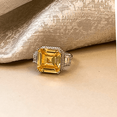 Golden Glamour: Yellow Cocktail Ring