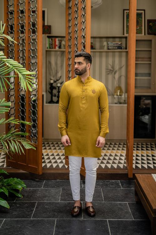 Mustard Shine Embellished Kurta