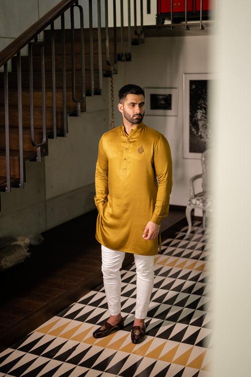 Mustard Shine Embellished Kurta