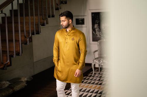 Mustard Shine Embellished Kurta