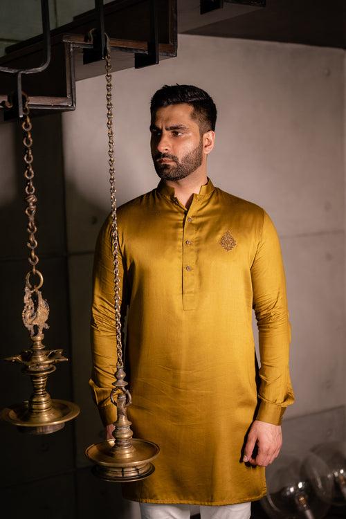 Mustard Shine Embellished Kurta