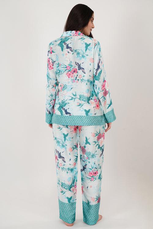 Tropical | Blue Tropical Print Loungewear Set