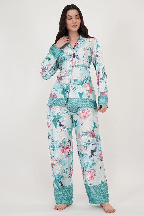 Tropical | Blue Tropical Print Loungewear Set