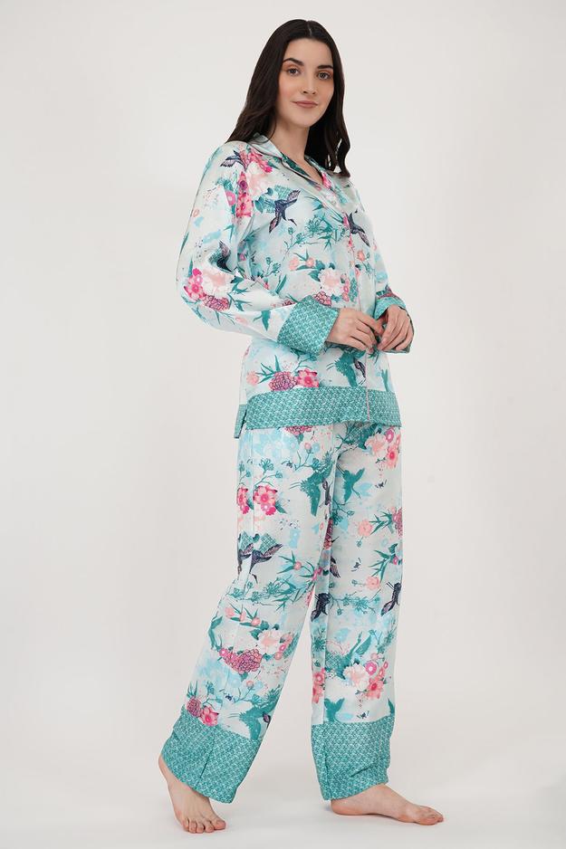 Tropical | Blue Tropical Print Loungewear Set