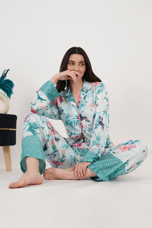 Tropical | Blue Tropical Print Loungewear Set