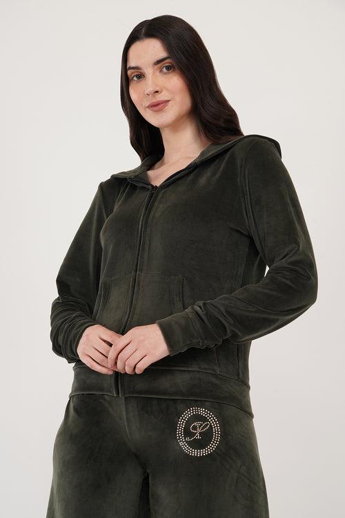 OLIVE CRYSTAL ME | VELVET TRACKSUIT