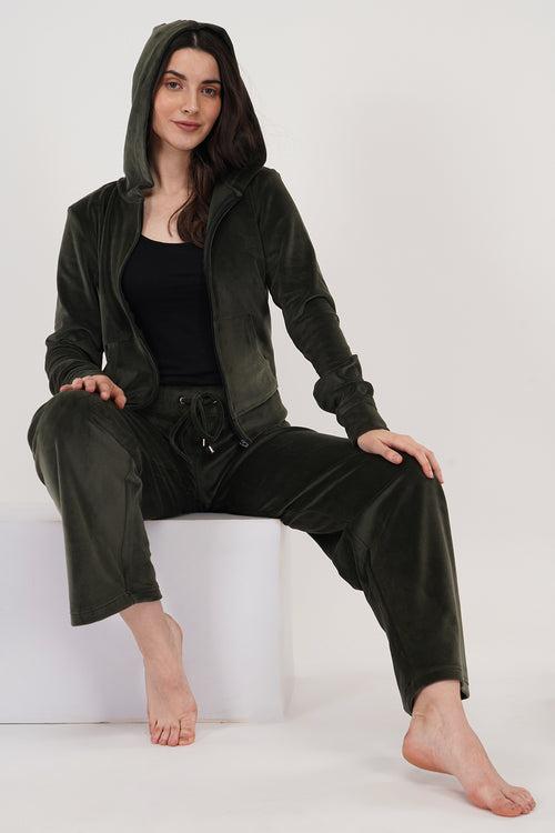 OLIVE CRYSTAL ME | VELVET TRACKSUIT