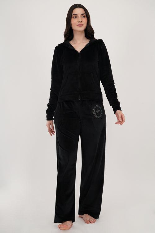 BLACK CRYSTAL | BLACK VELVET TRACKSUIT