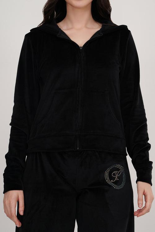 BLACK CRYSTAL | BLACK VELVET TRACKSUIT