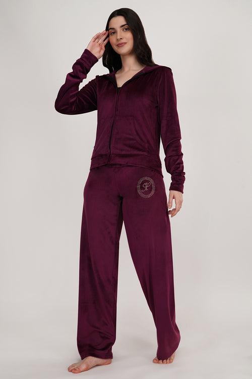 WINE CRYSTAL | VELVET TRACK SUIT