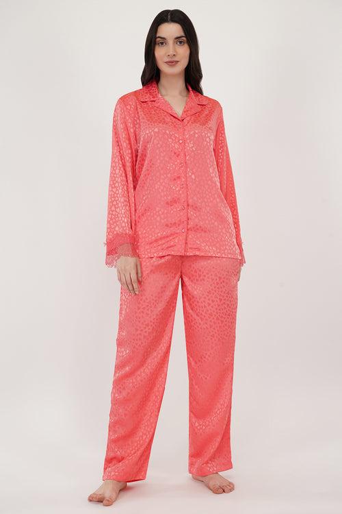 Sweetheart | Pink Heart Jacquard Loungewear Set