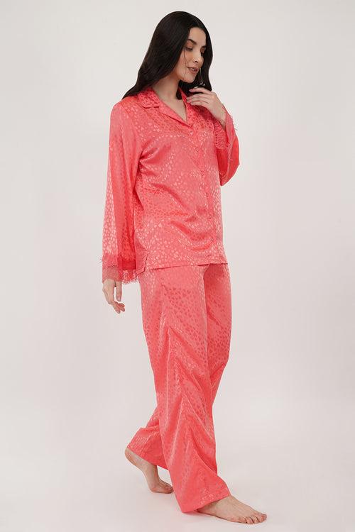 Sweetheart | Pink Heart Jacquard Loungewear Set