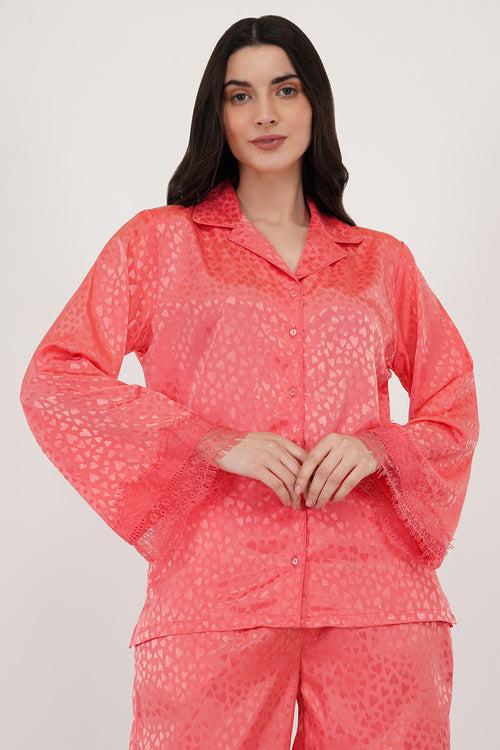 Sweetheart | Pink Heart Jacquard Loungewear Set