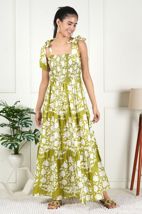 Olive Grove Green Dress