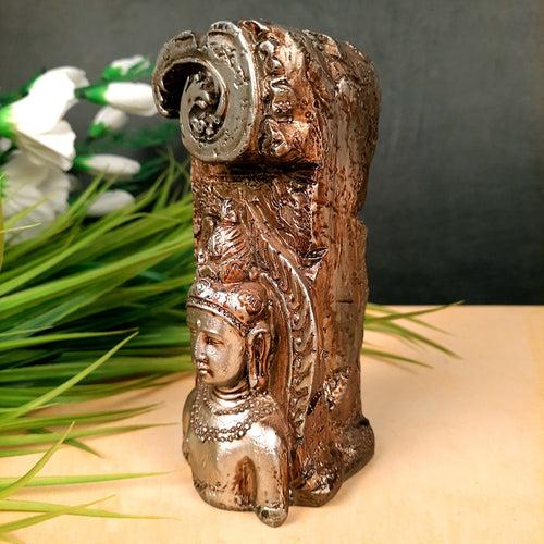Candle Holder Stand | Tea Light Holder With One Slots Cum Showpiece  | Tea Light Candle Stands - Buddha Design - For Home, Table, Living Room, Dining room, Bedroom Decor | For Diwali Decoration & Gifts - 6 inch