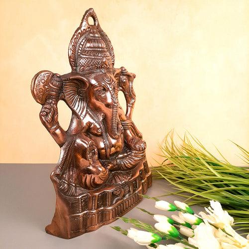 Ganesh Wall Hanging Cum Statue | Shri Ganesha Wall Decor Idol - for Diwali & Housewarming Gift | Religious & Spiritual Wall Art - for Puja, Home, Entrance  & Living Room - 17 Inch