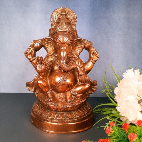 Ganesh Statue | Lord Ganesha Idol - for Home, Puja, Living Room, Entrance & Office Decor | Antique Idol for Religious & Spiritual Decor - 13 Inch