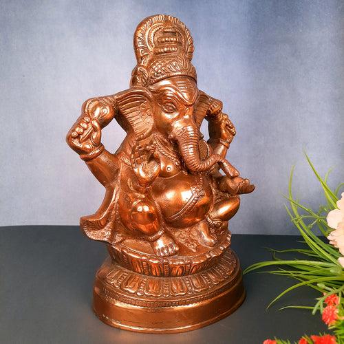 Ganesh Statue | Lord Ganesha Idol - for Home, Puja, Living Room, Entrance & Office Decor | Antique Idol for Religious & Spiritual Decor - 13 Inch