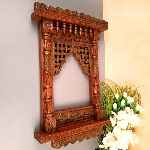 Jharokha Wall Hanging | Wooden Jharokha Frame Hangings - For Home, Wall Decor, Frames, Living room, Entrance Decoration & Gifts - 22 Inch