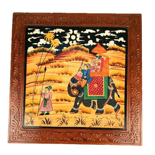 Wooden Chowki | Decorative Hand Painted Bajot / Patla  - For Home, Living Room, Sitting, Sofa Corners Decor & Gifts - 14 Inch