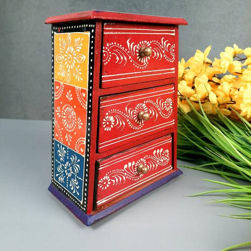 Jewellery Box | Decorative Wooden Jewelry Box - For Earring, Necklace & Gifts - 8 Inch