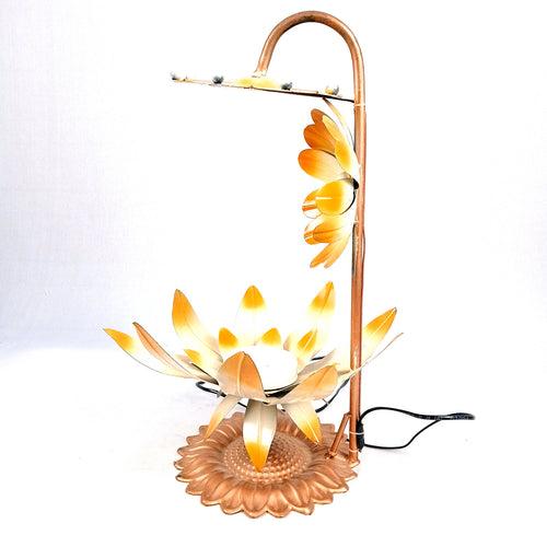 Lotus Lamp | Led Lamp Showpiece | Led Stand for Placing Statues / Aasan for God - for Temple, Home, Living Room, Office Desk, Mandir Decor & Gifts - 17 Inch