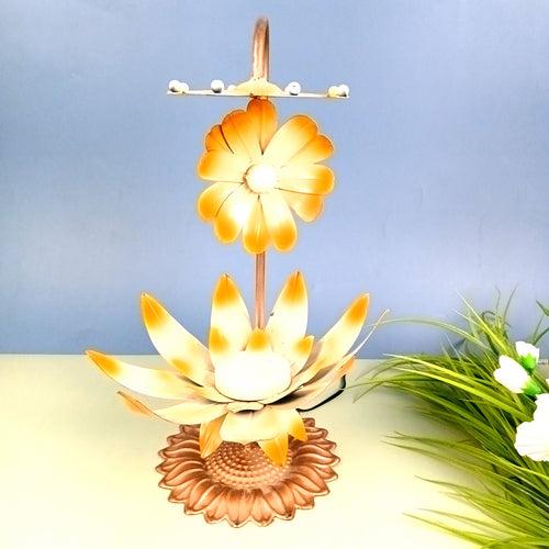 Lotus Lamp | Led Lamp Showpiece | Led Stand for Placing Statues / Aasan for God - for Temple, Home, Living Room, Office Desk, Mandir Decor & Gifts - 17 Inch