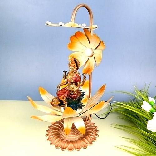 Lotus Lamp | Led Lamp Showpiece | Led Stand for Placing Statues / Aasan for God - for Temple, Home, Living Room, Office Desk, Mandir Decor & Gifts - 17 Inch