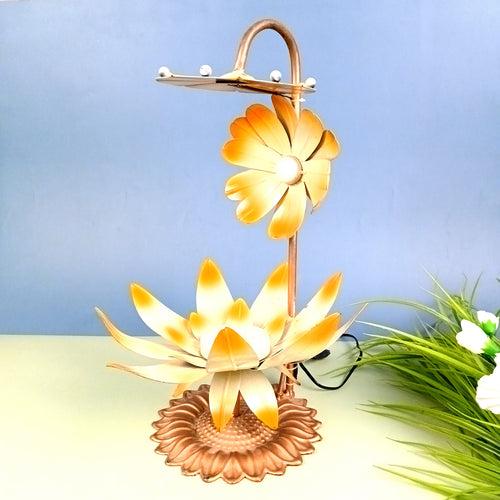 Lotus Lamp | Led Lamp Showpiece | Led Stand for Placing Statues / Aasan for God - for Temple, Home, Living Room, Office Desk, Mandir Decor & Gifts - 17 Inch