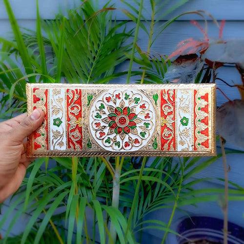 Pooja Chowki Bajot | Minakari Chauki Set - For Pooja, Festivals & Return Gifts - 12 Inch