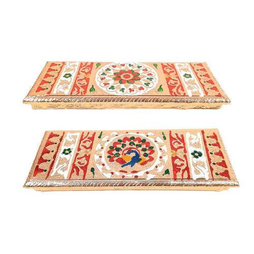 Pooja Chowki Bajot | Minakari Chauki Set - For Pooja, Festivals & Return Gifts - 12 Inch