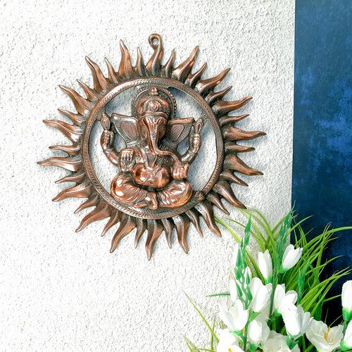 Ganesh Wall Hanging Murti | Ganesha Wall Statue With Sun - for Home Entrance & Main Door |Religoius & Spiritual Wall Art - For Puja, Living Room Decor & Gift-15 Inch